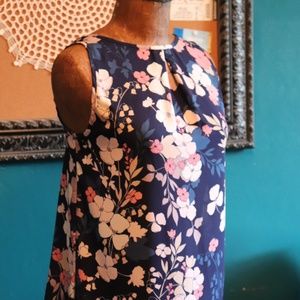 Pleione Tank Top Blouse Navy Floral - Size S